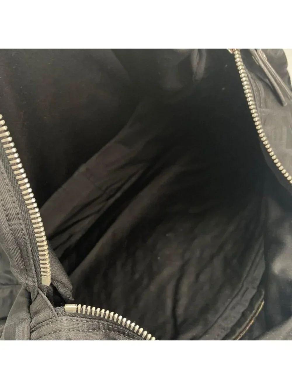 Fendi Shoulder Bag Nylon Black Silver
